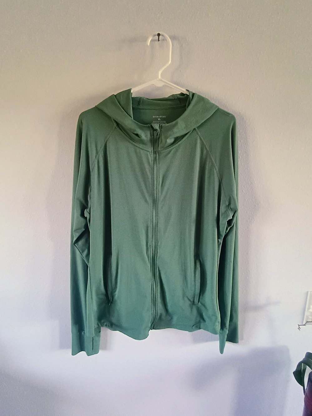 Gradual Sage Green Athletic Zip Hoodie Womens XL Lightweight Activewear